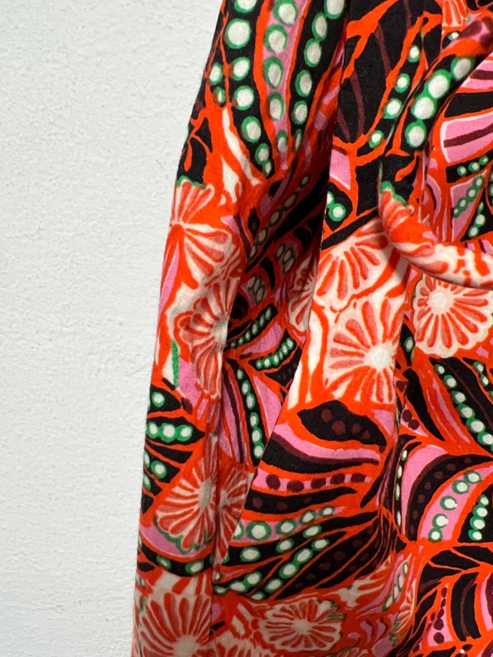 A.L.C. Alice dress orange-Pink Print V-Neck Drawstring Mini Dress size 4 - Picture 6 of 11